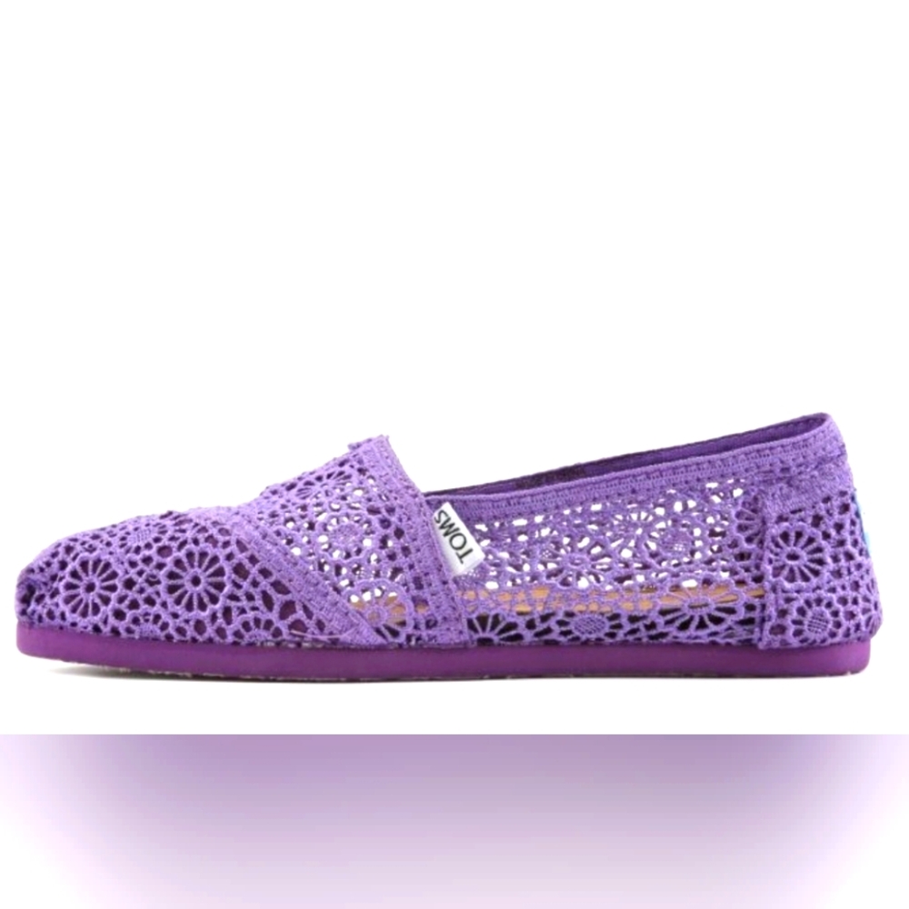 TOMS Lavender Crochet Espadrilles Flats Size 7.5 New